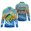 Maxcorners Weekend Forecast Fishing With A Chance Of Drinking Men's Fishing Shirt, Mahi Fishing Shirt, UPF Fishing Shirt