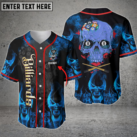 Maxcorners Personalized Billiard Ball Skull Baseball Jersey Shirt