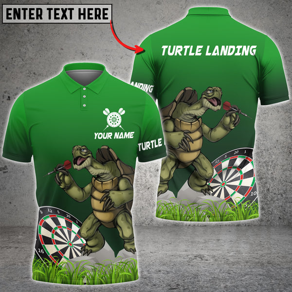 Maxcorners Turtle Landing Throwing Darts Customized Name, Team Name 3D Polo Shirt For Norman