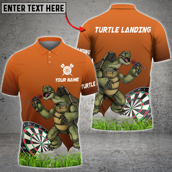 Maxcorners Turtle Landing Throwing Darts Customized Name, Team Name 3D Polo Shirt For Norman