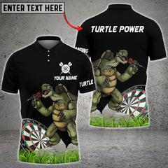 Maxcorners Turtle Throwing Darts Customized Name, Team Name 3D Polo Shirt For Norman