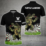 Maxcorners Turtle Landing Throwing Darts Customized Name, Team Name 3D Polo Shirt For Norman