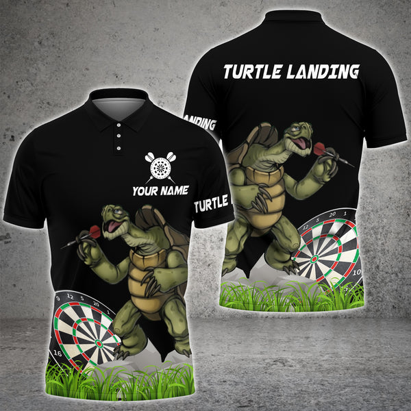 Maxcorners Turtle Landing Throwing Darts Customized Name, Team Name 3D Polo Shirt For Norman