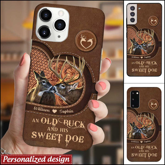 Maxcorners An Old Buck And His Doe Deer Couple Personalized Name Phone Case LM1012