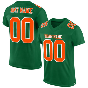 Maxcorners Custom Kelly Green Orange-White Mesh Authentic Football Jersey LM2605