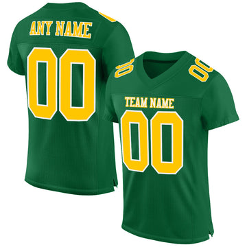 Maxcorners Custom Kelly Green Gold-White Mesh Authentic Football Jersey LM2605