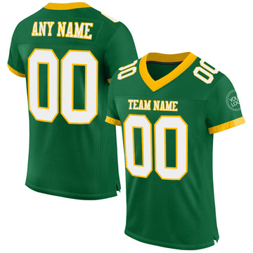 Maxcorners Custom Kelly Green White-Gold Mesh Authentic Football Jersey LM2605