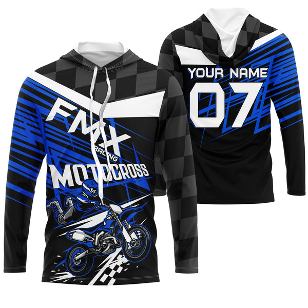 Maxcorners Motocross FMX Blue Customize Name And Number 3D Shirts