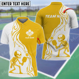 MaxCorners Personalized Name Pickleball Skeleton 3D Polo Shirt