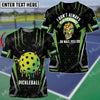 Maxcorners Personalized Name Pickleball Skull 3D Shirt