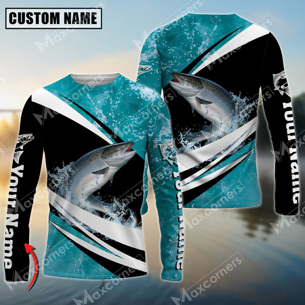 Maxcorners Chinook Fishing Sport Jersey Personalized Name Long Sleeve Shirt