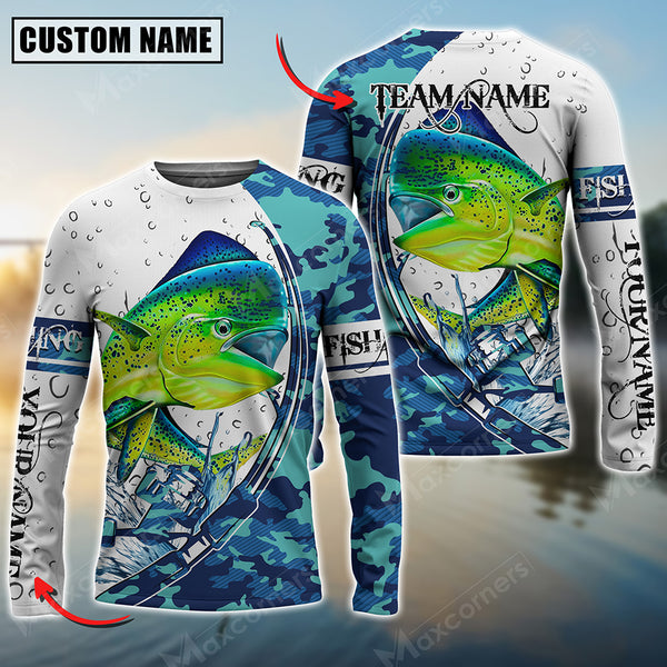 Maxcorners Mahi-mahi Fishing Sport Jersey Personalized Name Long Sleeve Shirt