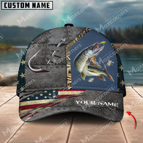 Maxcorners Personalized Muskie Fishing Pattern Classic 3D Cap