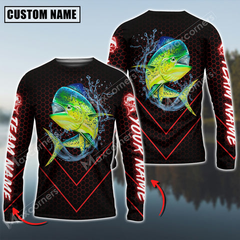 Maxcorners Mahi-mahi Fishing Sport Jersey Personalized Name Long Sleeve Shirt