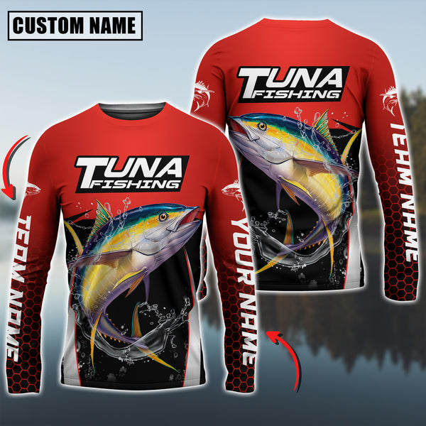 Maxcorners Tuna Fishing Sport Jersey Personalized Name Long Sleeve Shirt