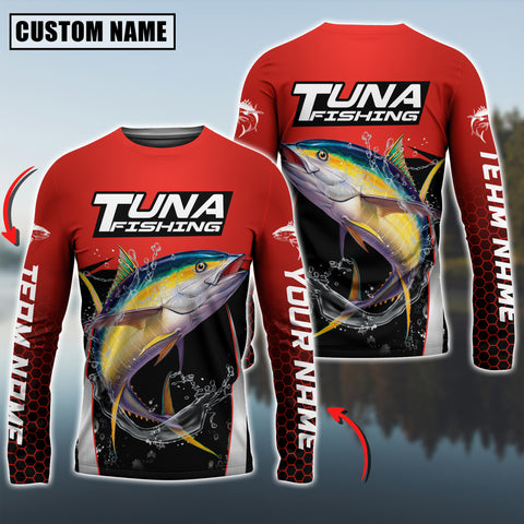 Maxcorners Tuna Fishing Sport Jersey Personalized Name Long Sleeve Shirt