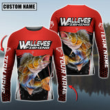 Maxcorners Walleyes Fishing Sport Jersey Personalized Name Long Sleeve Shirt