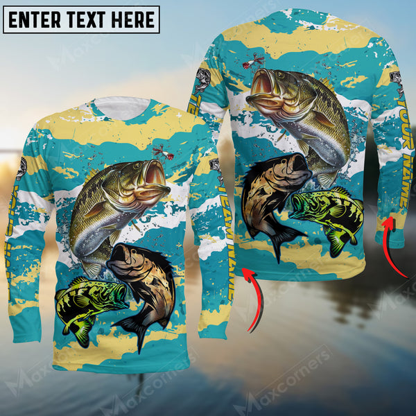 Maxcorners Largemouth bass Fishing Sport Jersey Personalized Name Long Sleeve Shirt