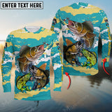 Maxcorners Walleye Fishing Sport Jersey Personalized Name Long Sleeve Shirt