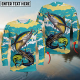 Maxcorners Mahi-Mahi, Wahoo, Tuna Fishing Sport Jersey Personalized Name Long Sleeve Shirt