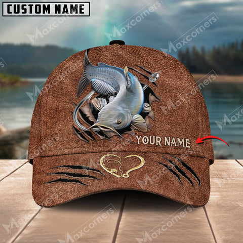 Maxcorners Personalized Catfish Fishing Pattern Classic 3D Cap