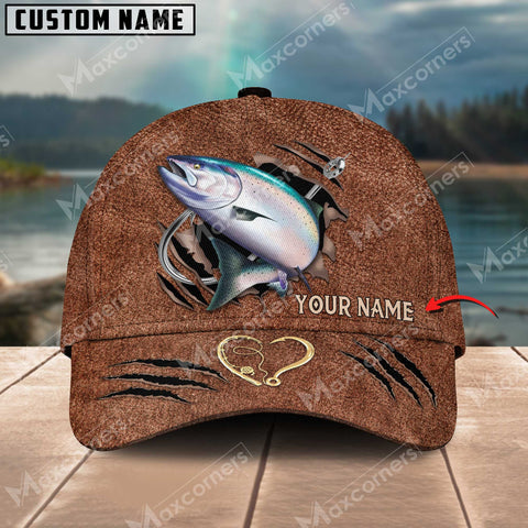 Maxcorners Personalized Salmon Fishing Pattern Classic 3D Cap