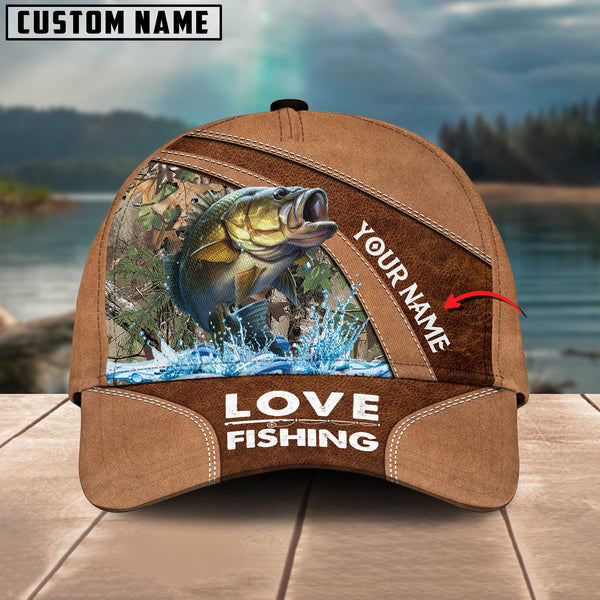 Maxcorners Personalized Large Mouth Bass Fishing Pattern Classic 3D Cap