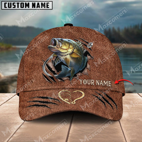 Maxcorners Personalized Large Mouth Bass Fishing Pattern Classic 3D Cap