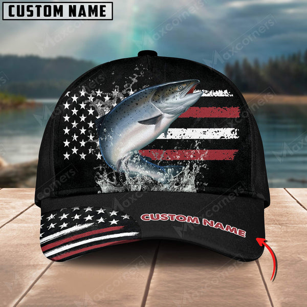 Maxcorners Personalized Salmon Fishing Pattern Classic 3D Cap