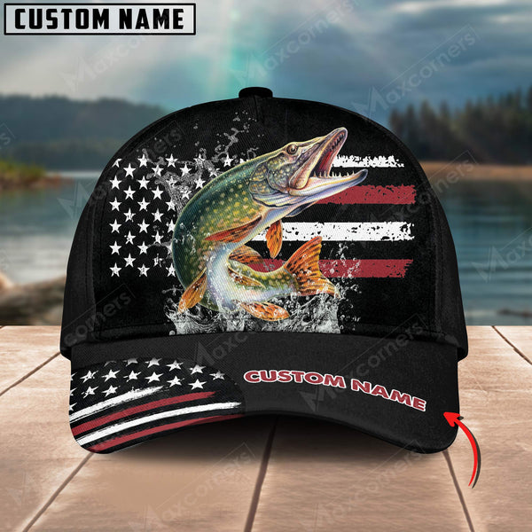 Maxcorners Personalized Pike Fishing Pattern Classic 3D Cap