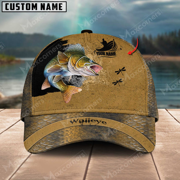 Maxcorners Personalized Walleye Fishing Pattern Classic 3D Cap