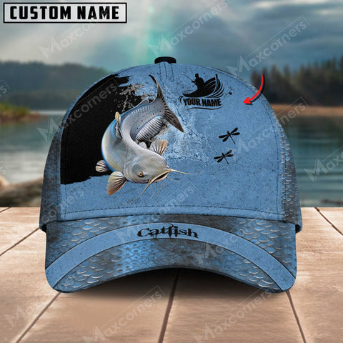 Maxcorners Personalized Catfish Fishing Pattern Classic 3D Cap