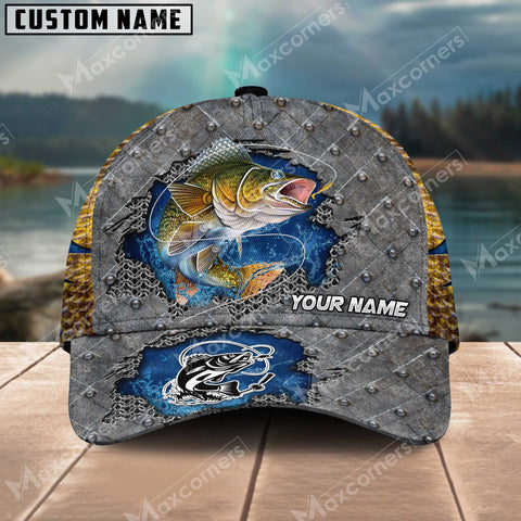 Maxcorners Personalized Walleye Fishing Pattern Classic 3D Cap