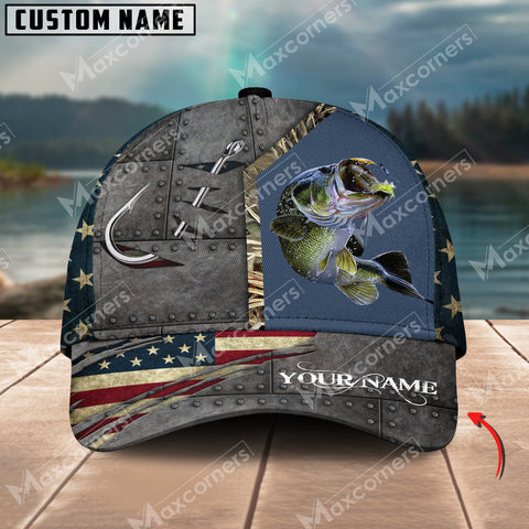 Maxcorners Personalized Large Mouth Bass Fishing Pattern Classic 3D Cap