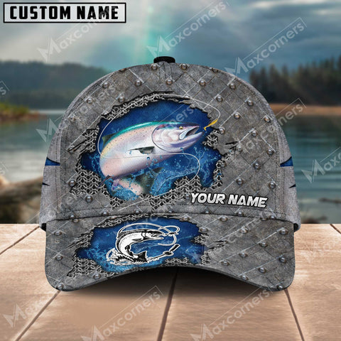 Maxcorners Personalized Salmon Fishing Pattern Classic 3D Cap