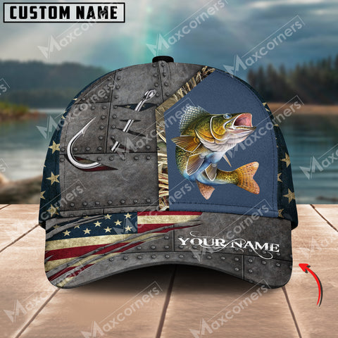 Maxcorners Personalized Walleye Fishing Pattern Classic 3D Cap