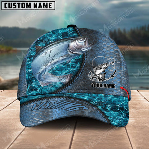 Maxcorners Personalized Salmon Fishing Pattern Classic 3D Cap