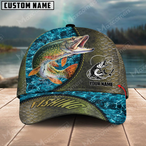 Maxcorners Personalized Pike Fishing Pattern Classic 3D Cap