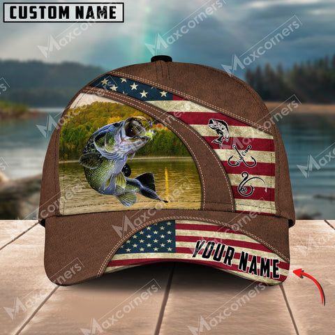 Maxcorners Personalized Large Mouth Bass Fishing Pattern Classic 3D Cap