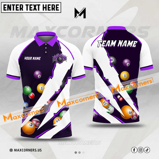 Maxcorners Billiards Ball 8 Sport Jersey Multicolor Options Personalized Name, Team Name 3D Polo Shirt (4 Colors)