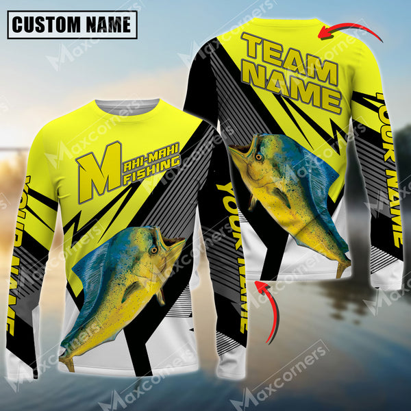 Maxcorners Mahi-mahi Fishing Sport Jersey Personalized Name Long Sleeve Shirt