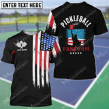 MaxCorners Personalized Name Men's Independence Day Pickleball and Freedom 3D Shirt