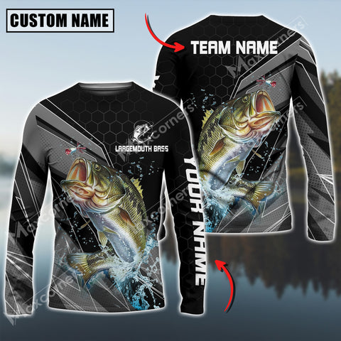Maxcorners Largemouth bass Fishing Sport Jersey Personalized Name Long Sleeve Shirt