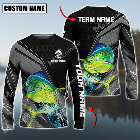 Maxcorners Mahi-mahi Fishing Sport Jersey Personalized Name Long Sleeve Shirt