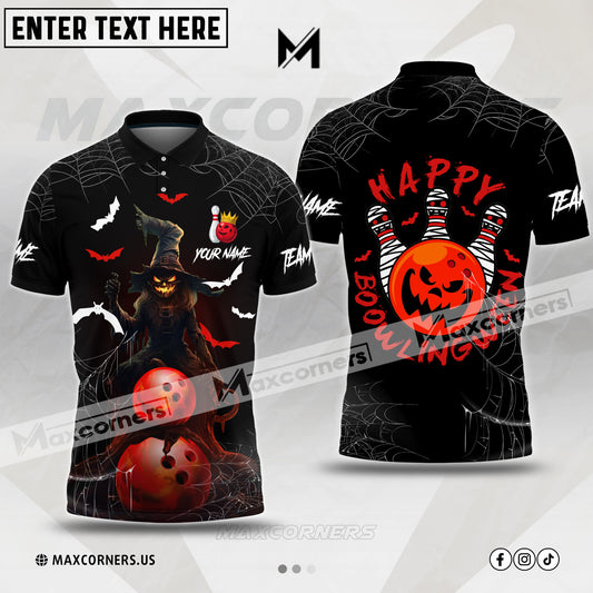 Maxcorners Bowling Halloween Happy Bowlingween Multicolor Option Customized Name & Team Name 3D Shirt (4 colors)