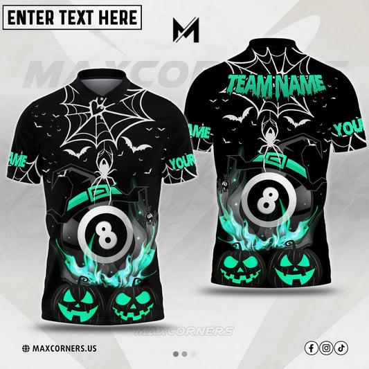 Maxcorners Billiards Halloween Ball 8 Sport Jersey Multicolor Options Personalized Name, Team Name 3D Shirt (4 Colors)