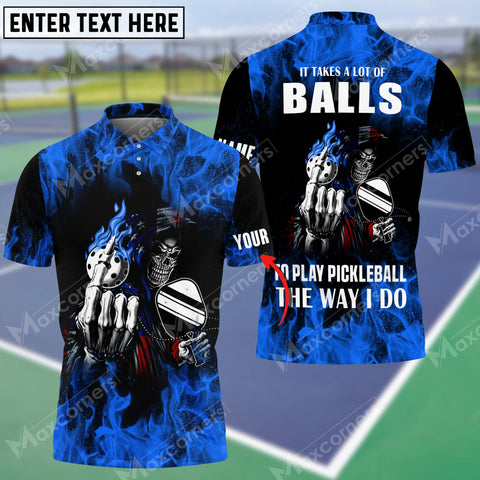 MaxCorners Personalized Name Pickleball Skull 3D Polo Shirt
