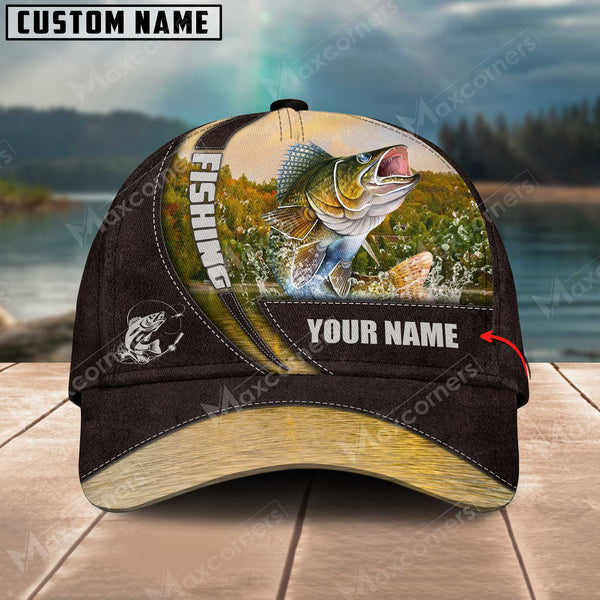 Maxcorners Personalized Walleye Fishing Pattern Classic 3D Cap