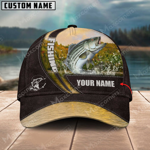 Maxcorners Personalized Stripped Bass Fishing Pattern Classic 3D Cap