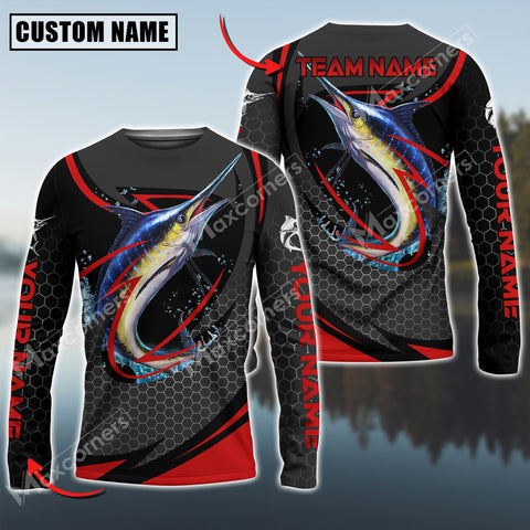 Maxcorners Marlin Fishing Sport Jersey Personalized Name Long Sleeve Shirt